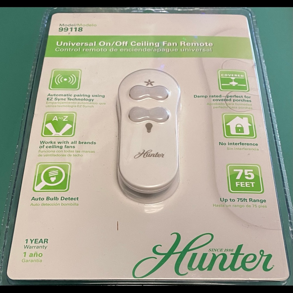 Hunter 99118 - Remote light control and ceiling fan. (New). $15